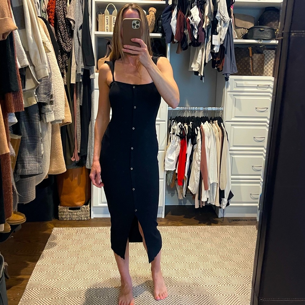 Asos snap down black midi dress